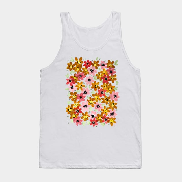 Golden Flowers Tank Top by Limezinnias Design